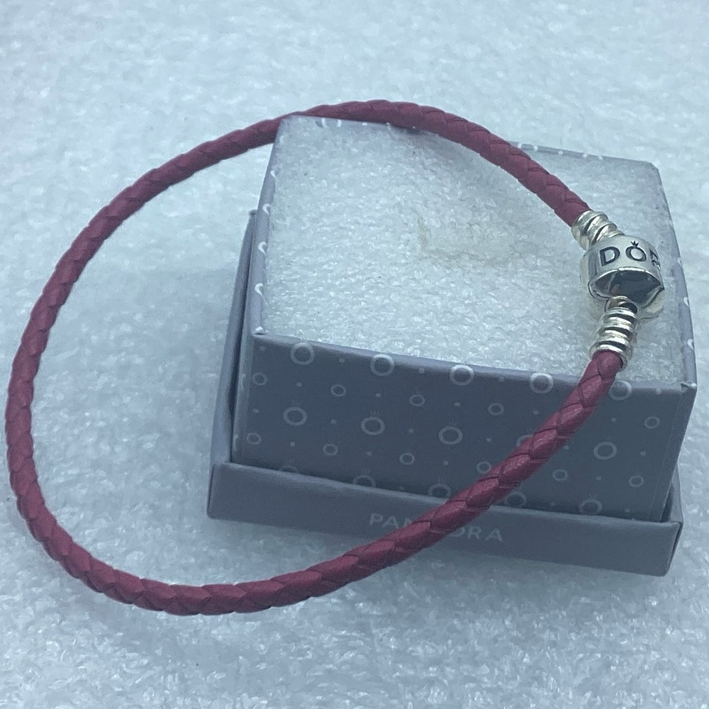 Pandora, “ 23CM Rose Braided Leather Bracelet 23CM/9:05 Inches